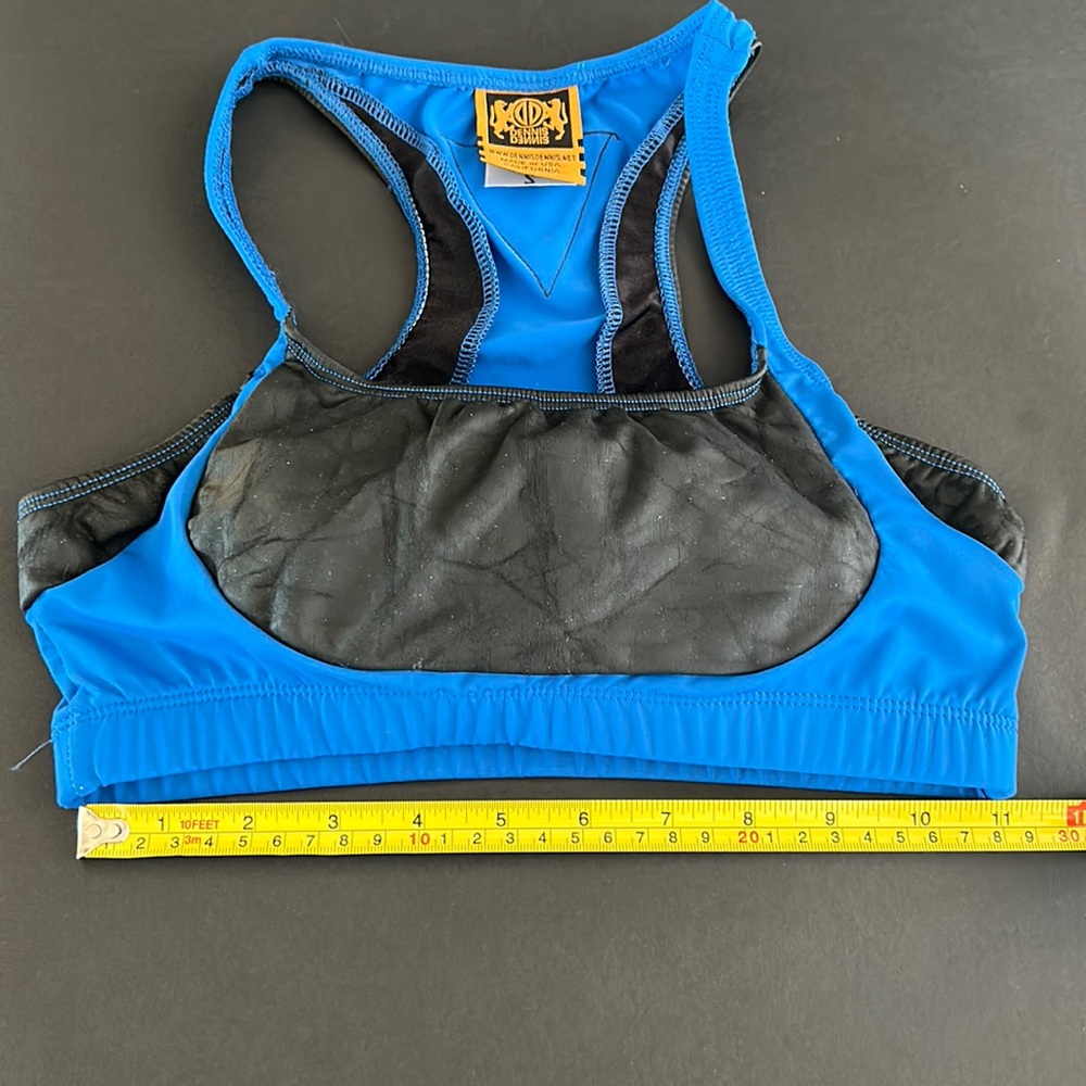 Dennis Dennis sports bra bright blue and black. Size small.